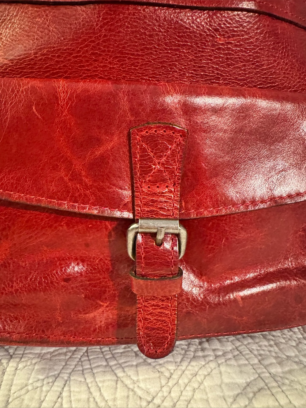 Patricia Nash Bolsena Red Distressed Leather Tote Shoulder Bag Vintage Inspired - Picture 3 of 15